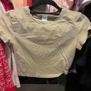 Aritzia TNA Tan Cream Fitted Crop T-Shirt